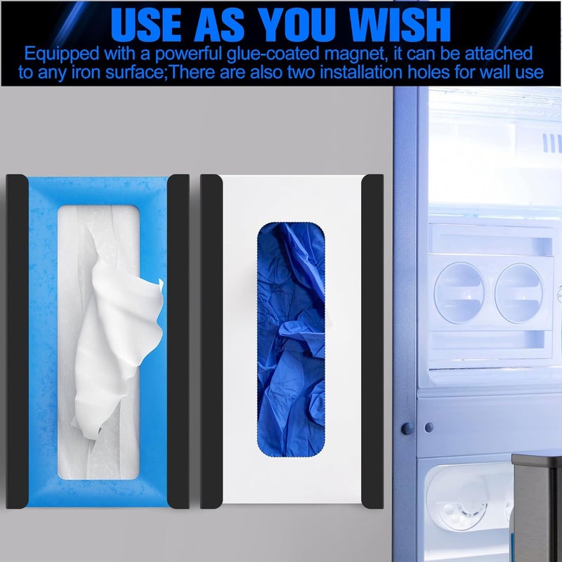 Tottist Magnetic Glove Dispenser 2 Pack - Heavy Duty Wall Mount & Fridge Organizer for Gloves, Paper Towels, Wipes - Tool-Free Installation for Kitchen, Garage, Workshop, Office - Black (Black Steel) - Image 3